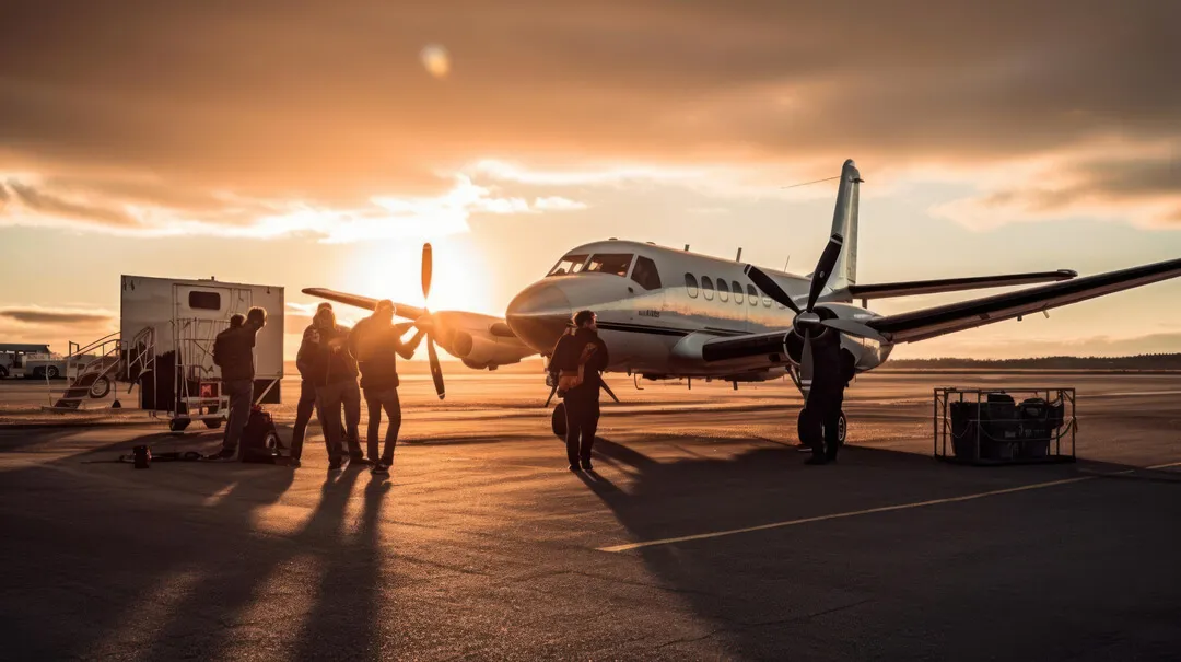 Aereo per trasporto sanitario di emergenza pronto al decollo